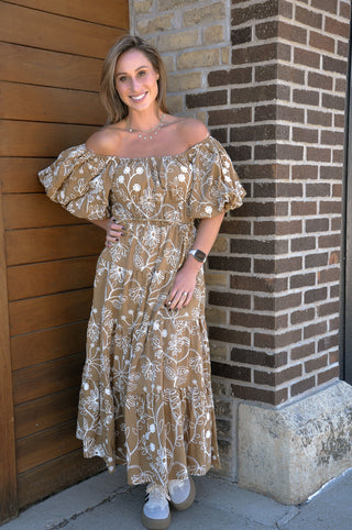Floral Puff Sleeve Midi Dress