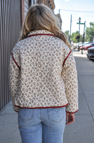 Floral Quilted Jacket in Cream Mix