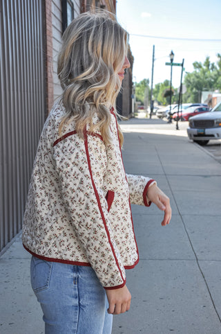 Floral Quilted Jacket in Cream Mix