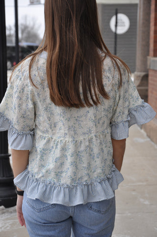 Floral Ruffle Hem Blouse Top