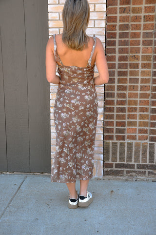 Floral Ruffle Strap Midi Dress