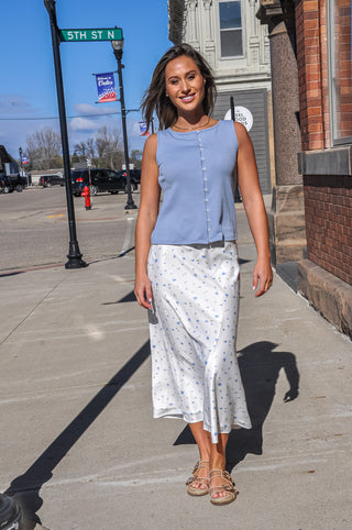Floral Satin Midi Skirt