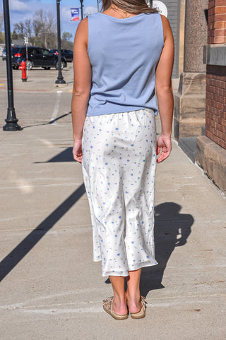 Floral Satin Midi Skirt