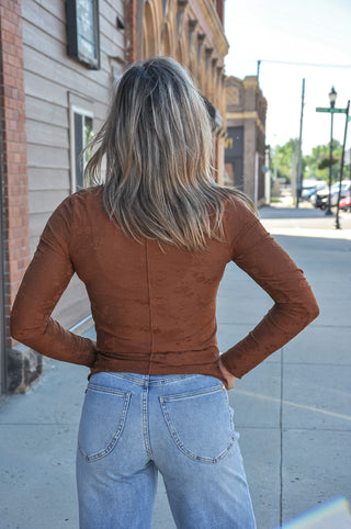 Floral Textured Mock Neck Knit Top