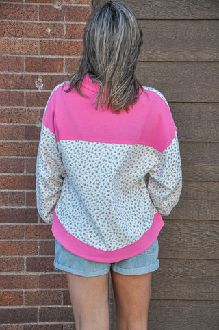 Floral Thermal Buttoned Collared Top