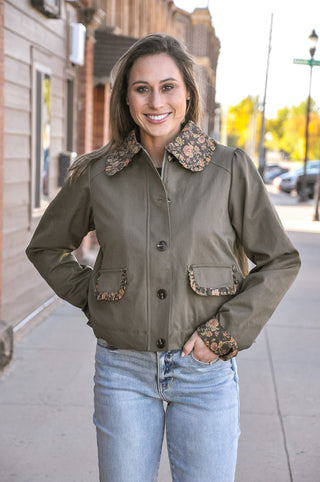 Floral Trim Utility Jacket