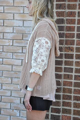 Flower Lace Sleeved Hoodie