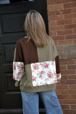 Flower Print & Facedown Sweatshirt