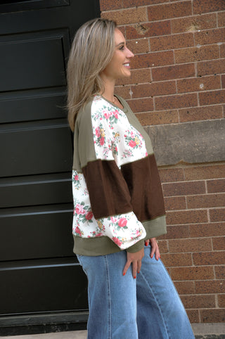 Flower Print & Facedown Sweatshirt