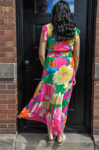 Flowy Multi-Color Chiffon Maxi Dress