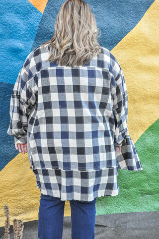 Forgiving Navy Plaid Curvy Shirt Dress