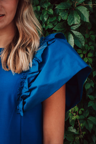 Oversized Ruffle Sleeve Royal Dress