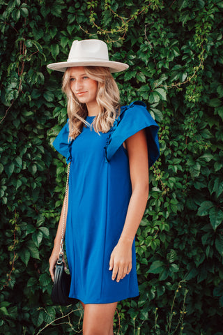 Oversized Ruffle Sleeve Royal Dress