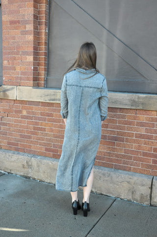 Frayed Tencel Denim Shirt Dress