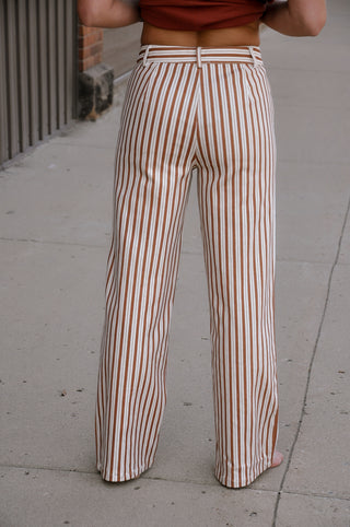 Front Pocket Detail Stripe Print Pants