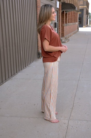 Front Pocket Detail Stripe Print Pants