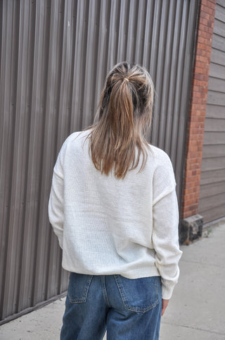 Front Seam Crew Neck Sweater
