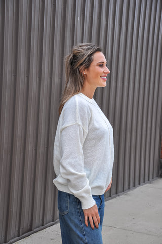 Front Seam Crew Neck Sweater