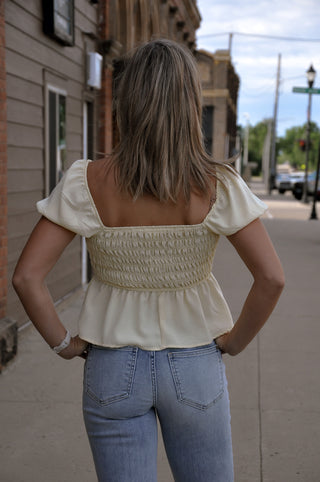Front Tie Detail Smocked Top