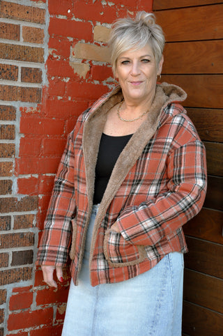 Fur Lined Plaid Hooded Jacket