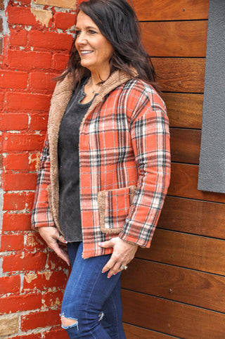 Fur Lined Plaid Hooded Jacket