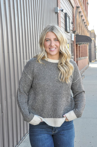 Fuzzy Two Tone Rib Sweater