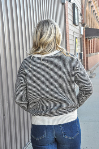 Fuzzy Two Tone Rib Sweater