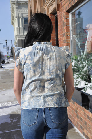 Gathered Bodice SS Floral Blouse