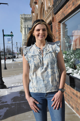 Gathered Bodice SS Floral Blouse