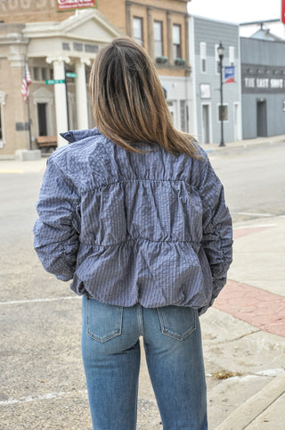 Gathered Detail Puffer Jacket, view 6 | JQ Clothing Co.