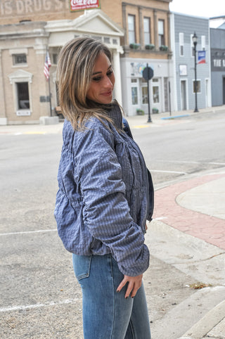 Gathered Detail Puffer Jacket, view 4 | JQ Clothing Co.