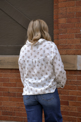 Gauze Button Down Floral Shirt