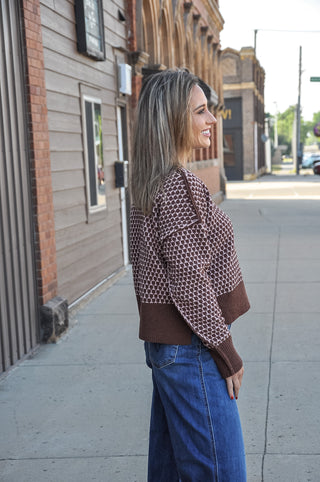 Geometric Check Pattern Sweater