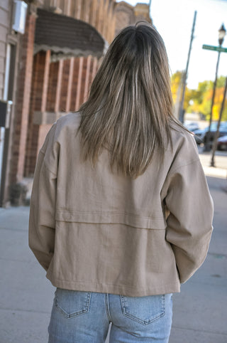 Gingham Trim Collared Jacket