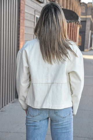 Gingham Trim Collared Jacket
