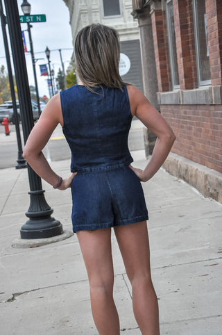 Poised Charm Denim Vest Top