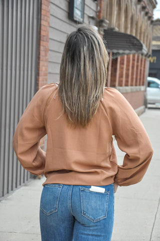 Golden Hour Piped LS Blouse