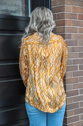 Goldenrod Abstract Print Top