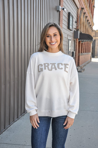 Grace Cloudy Knit LS Graphic Top