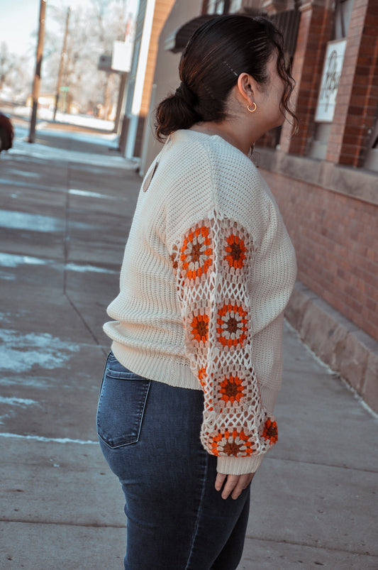 Granny Square Sleeves Sweater