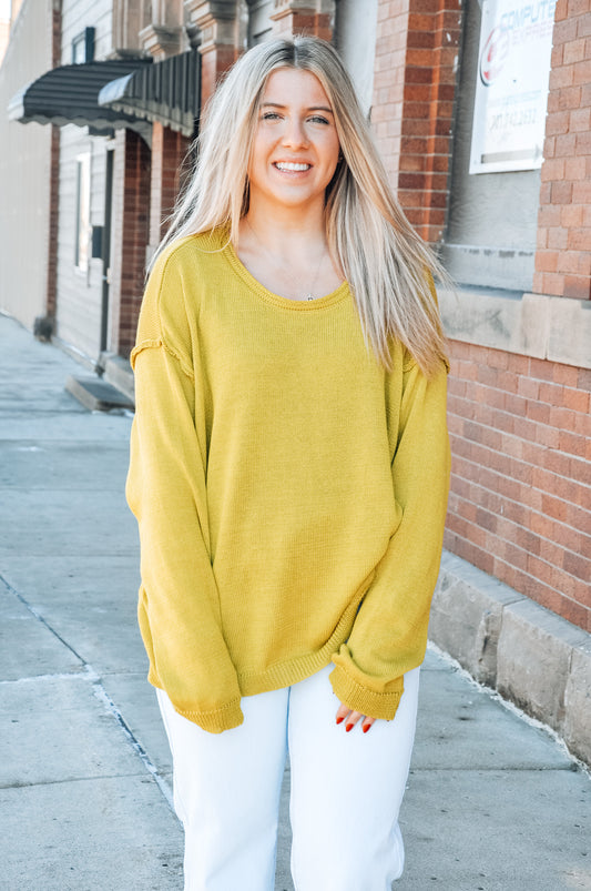 Green Tea Knitted Solid Sweater