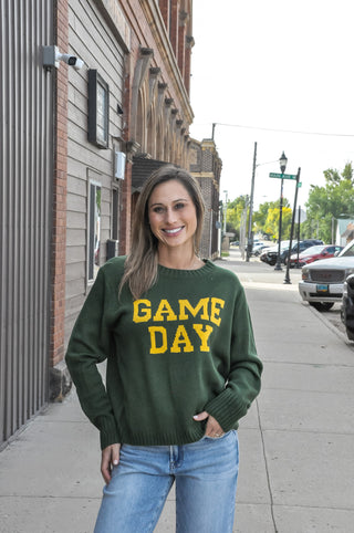 Green Gold Game Day Knit Sweater