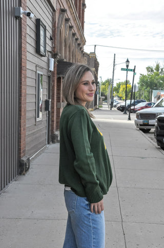 Green Gold Game Day Knit Sweater