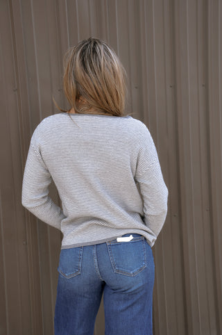 Grey Mini Waffle Textured Sweater