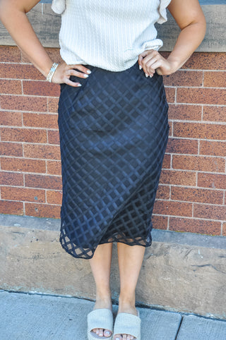 Grid Pattern Black Mermaid Skirt