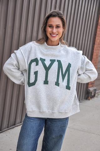 Gym & Bed Print Rev Mock Neck Sweatshirt