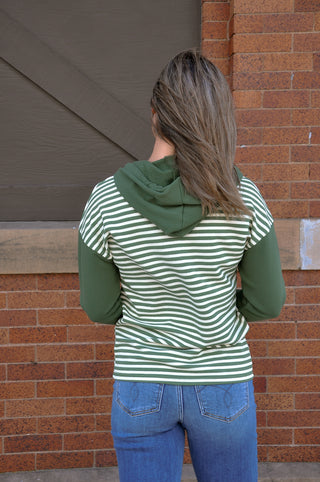 Half Button Chest Pocket Hoodie