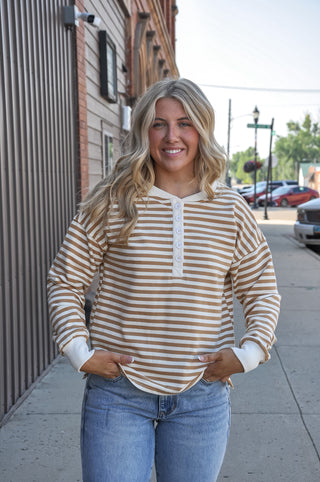 Half Button Striped Sweatshirt
