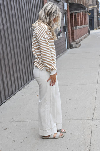 Stone Contrast Stitch Wide-Leg Pants