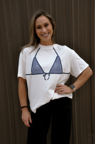 Half Sleeve Bikini Printed Oversize Top